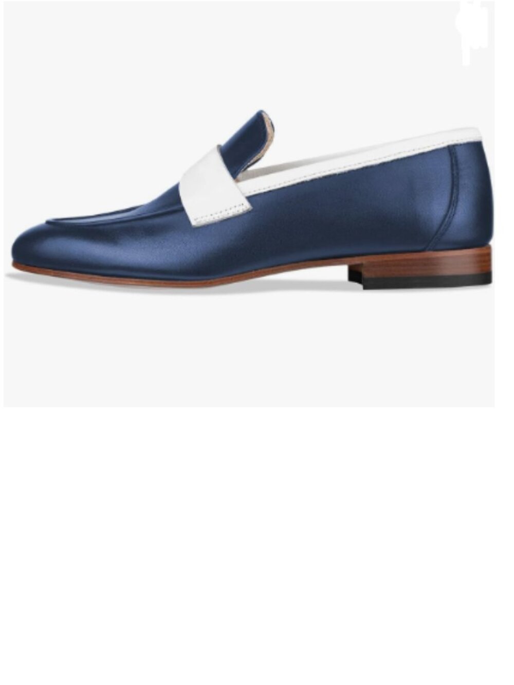 YDN Blue Dressy Strap Pumps Closed Toe Slip On Loafers Block Low Heels Shoes
